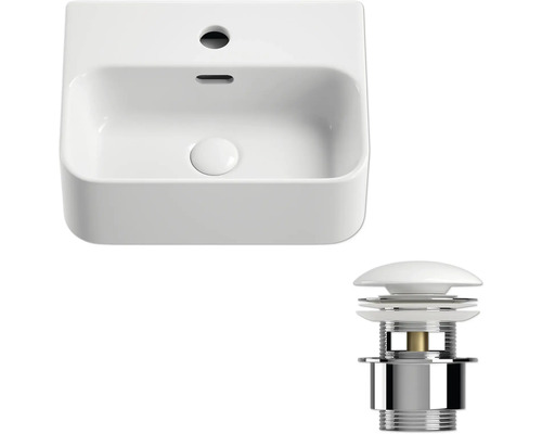 Lavabo en céramique avec garniture de vidange