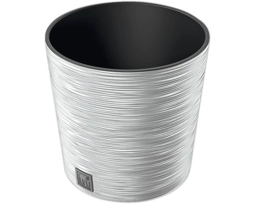 Blumentopf Furu Round Kunststoff Ø 25 cm H 24,7 cm weiß mit Pflanzeinsatz Runder Abfalleimer aus Metall mit Luri Logo