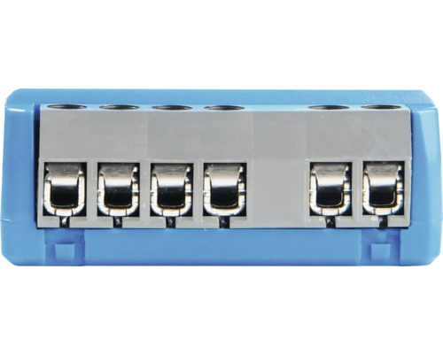 Bornier bleu avec cinq bornes