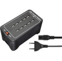 Station de charge USB avec dix ports USB et deux câbles d''alimentation