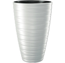 Weißer Pflanzkübel mit gerippter Oberfläche