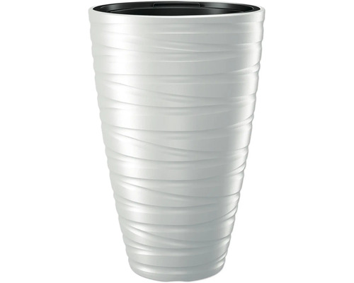 Blumentopf MAZE Kunststoff Ø 37,5 cm H 57,9 cm weiß inkl. Pflanzeinsatz Weißer Pflanzkübel mit gerippter Oberfläche