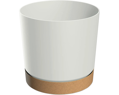 Blumentopf TUBO PM Kunststoff Ø 29,2 cm H 28,3 cm weiß inkl. braunem Untersetzer Pflanzgefäß mit Untersetzer
