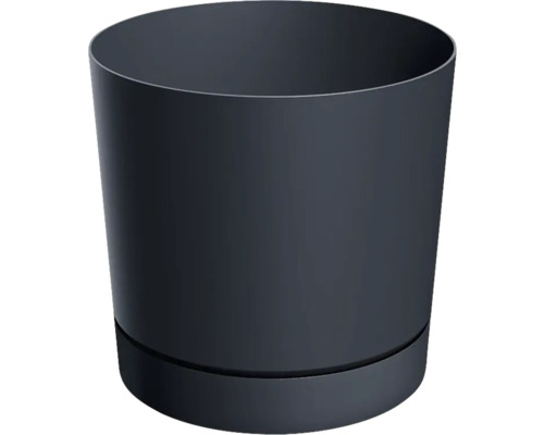 Blumentopf TUBO PM Kunststoff Ø 29,2 cm H 28,3 cm anthrazit inkl. schwarzem Untersetzer Blumentopf aus Kunststoff