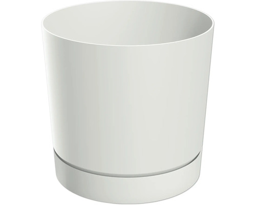 Blumentopf TUBO PM Kunststoff Ø 29,2 cm H 28,3 cm weiß inkl. weißem Untersetzer Blumentopf aus Kunststoff