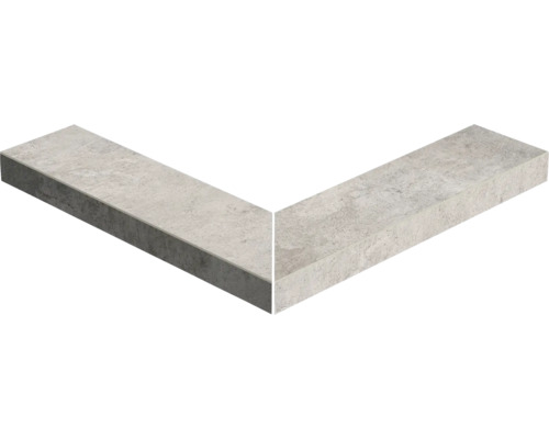 Bordure de piscine margelle FLAIRSTONE Loft Grey pièce d'angle extérieure 90° gris 60 cm x 15 cm x 5 cm Bordure de piscine margelle FLAIRSTONE Loft Grey pièce d'angle extérieure 90° gris 60 cm x 15 cm x 5 cm