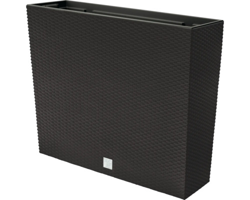 Pflanzkübel RATO CASE Kunststoff 58 x 18 x 49,8 cm erdbraun inkl. Pflanzeinsatz Hoher Pflanzkasten in Rattanoptik