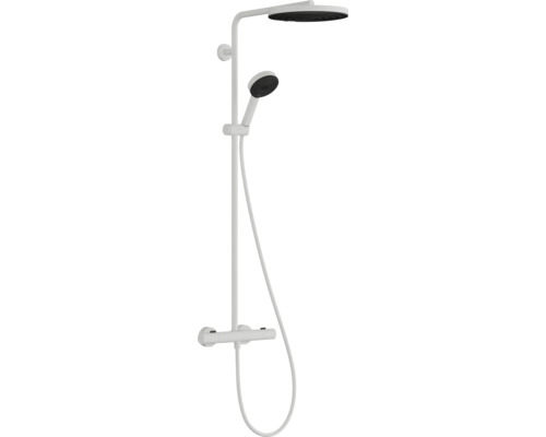 Colonne de douche avec thermostat hansgrohe Pulsify S Puro 260 1jet blanc mat 24236700 Colonne de douche avec douche de tête et douchette à main