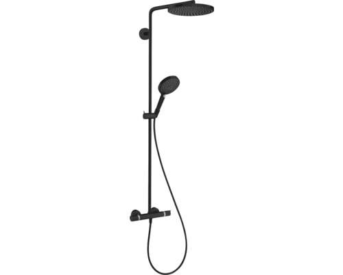 Colonne de douche avec thermostat hansgrohe Raindance Select S 240 1jet PowderRain noir mat 27633670