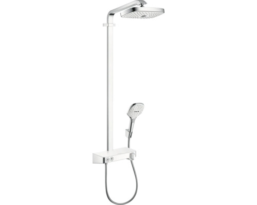Colonne de douche avec thermostat hansgrohe Raindance Select E 300 2jet chrome/blanc mat 27126400