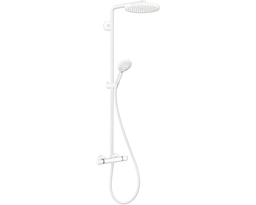 Colonne de douche avec thermostat hansgrohe Raindance Select S 240 1jet PowderRain blanc mat 27633700