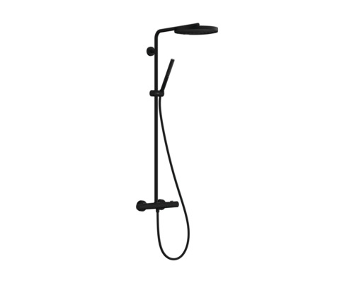 Duschsäule inkl. Thermostat hansgrohe Pulsify S Puro 260 1jet schwarz matt 24222670 Brausegarnitur mit Kopfbrause und Handbrause