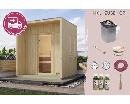 Gartensauna aus Holz mit Zubehör und Expresslieferung
