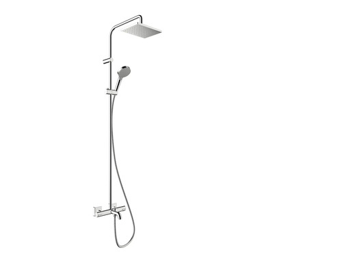 Duschsäule inkl. Badewannenthermostat hansgrohe Vernis Shape 230 1jet EcoSmart chrom glänzend 26098000