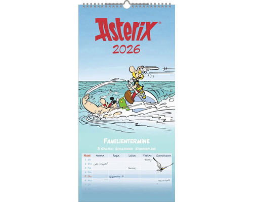 Familienplaner Asterix 2026 22x45 cm Asterix Kalender 2026 mit Comicfiguren und Familienplaner