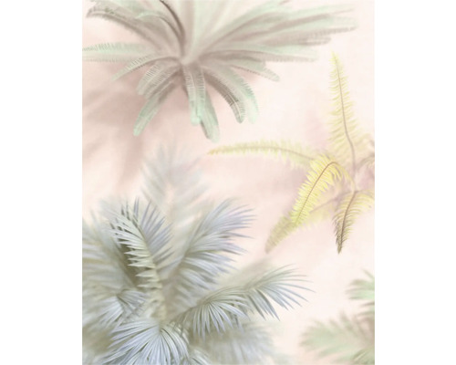 Papier peint panoramique intissé FLX4-052 Vague Botany 4 pces 250 x 200 cm Illustration de feuilles de palmier