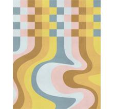 Gemustertes Vinyl mit Schachbrettmuster und gewellten Linien