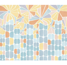 Motif graphique avec des fleurs et des formes géométriques