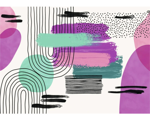 Papier peint panoramique intissé FLX7-013 La Boum 7 pces 250 x 350 cm Décoration murale abstraite avec des lignes et des surfaces