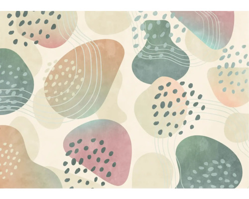 Fototapete Vlies FLX7-014 Bohorama 7-tlg. 250 x 350 cm Abstrakte Tapete mit organischen Formen und Punktmuster