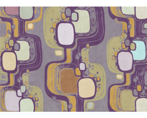 Papier peint panoramique intissé FLX7-028 Masterpiece 7 pces 250 x 350 cm Motif avec des formes et des lignes stylisées pour la décoration murale