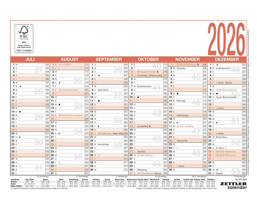 Calendrier Zettler pour l''année 2026