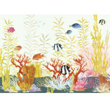 Papier peint décoratif avec motif sous-marin, comprenant des poissons, des coraux et des algues
