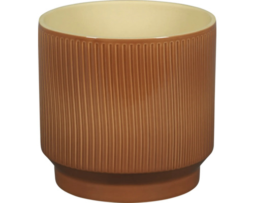Blumentopf Passion for Pottery Steinzeug Ø 17 cm 17 x 17 x 15,2 cm orange Keramik Blumentopf mit vertikalen Rillen