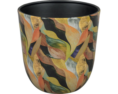 Blumentopf Passion for Pottery Metall Ø 15 cm 15 x 15 x 15,5 cm orange Blumentopf mit Blattmuster