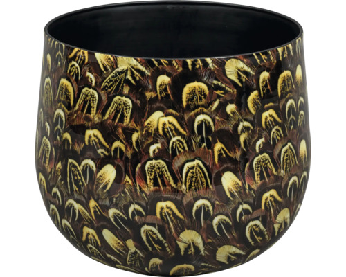 Pot de fleurs avec motif de plumes