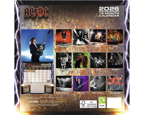 AC/DC 2026 16-Monats-Kalender mit Bandfotos