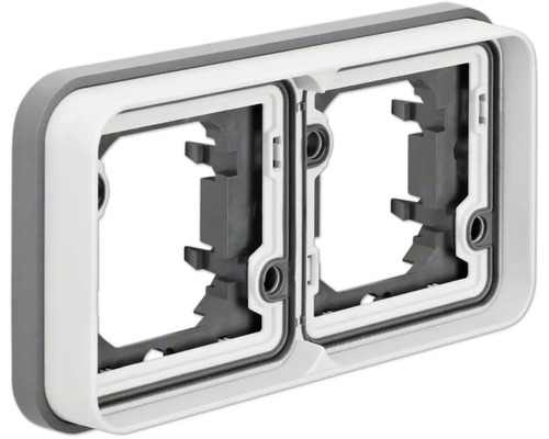 Plaque double horizontale Berker 4711659 pour montage encastré avec joint W.1 gris Cadre double pour interrupteurs et prises