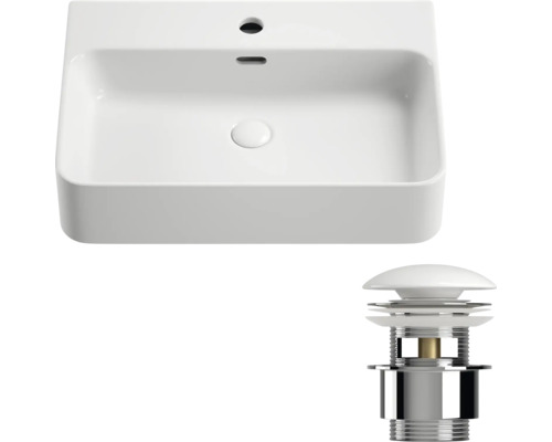 Lavabo blanc avec garniture de vidange