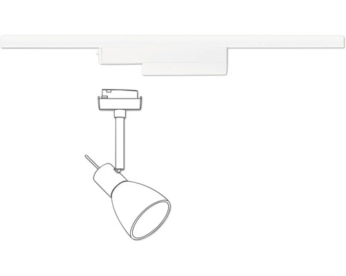 Skizze einer Stromschienenschiene mit einem einzelnen Strahler