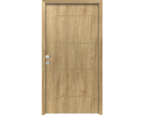 Holztür mit Türgriff und Schlüsselloch