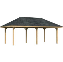 Carport en bois avec bardeaux bitumineux