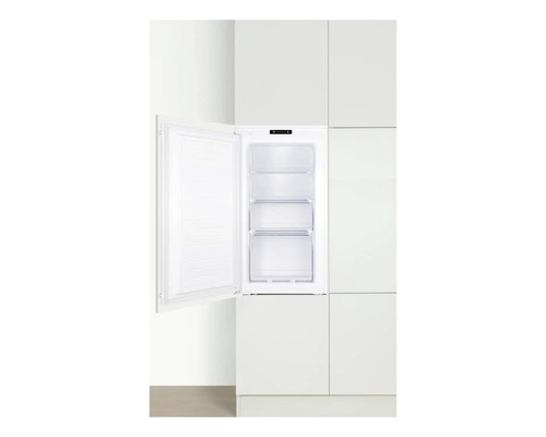 Congélateur intégré avec porte ouverte et trois tiroirs