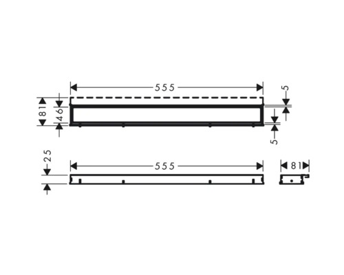 Schéma technique d''une étagère de salle de bain avec dimensions