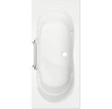 Aufnahme einer rechteckigen Badewanne aus Sanitäracryl mit Ablaufgarnitur und Überlaufschutz
