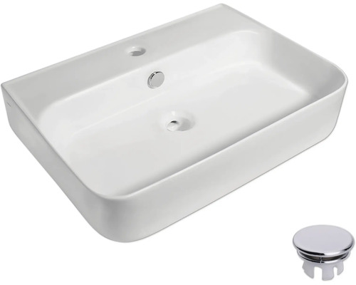 Waschbecken aus Keramik mit Ablaufgarnitur