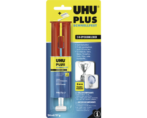 Colle époxy bi-composant UHU PLUS durcissement rapide 27 g en seringue