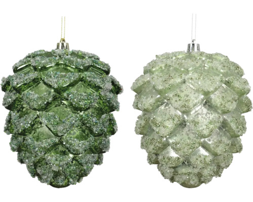 Weihnachtsbaumanhänger Tannenzapfen Kunststoff grün zufällige Farbauswahl Zwei Zapfenförmige Christbaumkugeln