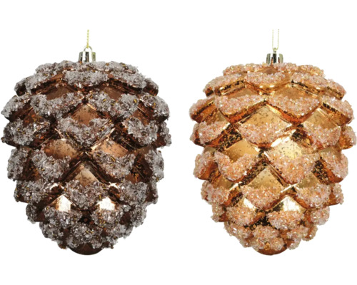 Suspension pour sapin de Noël pomme de pin en plastique marron sélection de couleurs aléatoire Deux pommes de pin décoratives comme décorations d''arbre de Noël