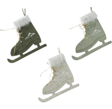 Trois patins décoratifs avec inscription et suspension