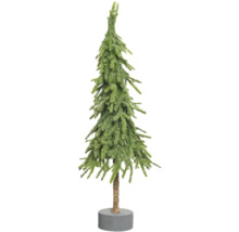 Dekorativer grüner Weihnachtsbaum mit grauem Sockel