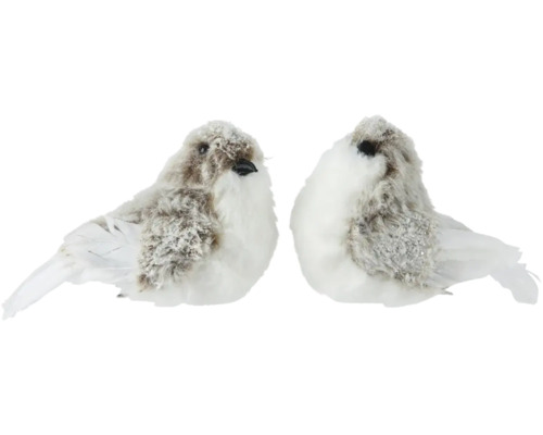 Weihnachtsbaumschmuck Vogel Kunstfaser braun Zwei dekorative Kunstvögel mit Federn