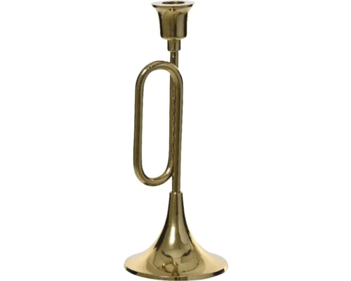 Bougeoir trompette en aluminium Ø 10 cm h 27 cm or Bougeoir doré au design inhabituel