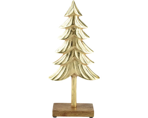 Sapin de Noël décoratif en métal sur socle en bois
