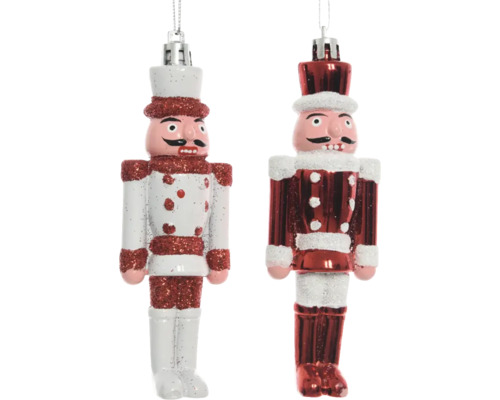 Weihnachtsbaumanhänger Nussknacker Kunststoff rot zufällige Motivauswahl Zwei Nussknacker als Weihnachtsbaumschmuck