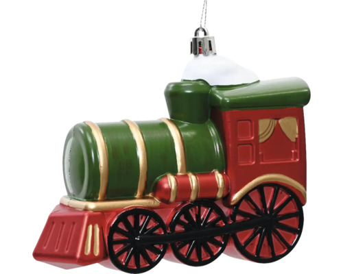 Weihnachtsbaumanhänger Lokomotive Kunststoff rot Dekorativer Zug als Christbaumschmuck